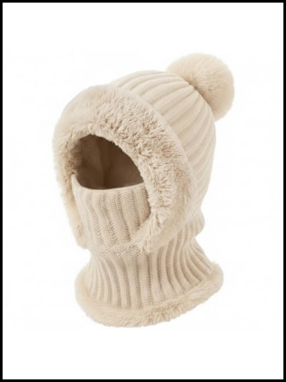 3 in 1 Knit Fleece Lined Beanie Hat with Scarf and Mask Warm